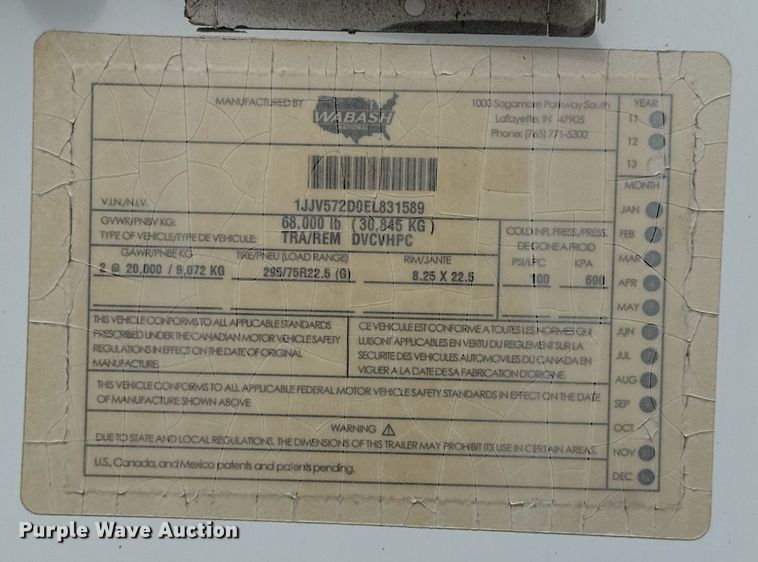 image for item DX5547 2014 Wabash DVCVHPC dry van trailer