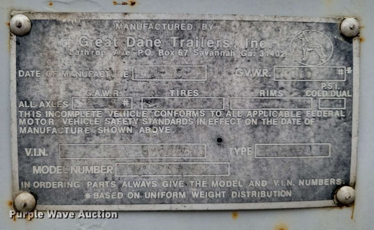 image for item DX7080 1995 Great Dane GPASFK-248 flatbed trailer