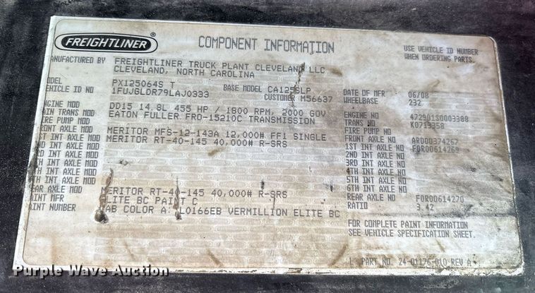 image for item DX7993 2009 Freightliner Cascadia semi truck