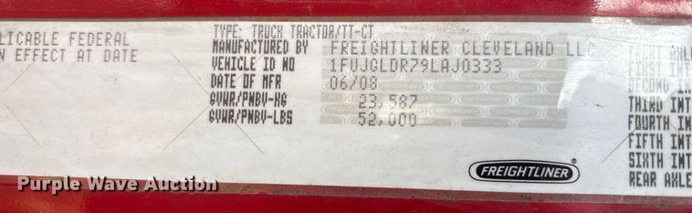 image for item DX7993 2009 Freightliner Cascadia semi truck