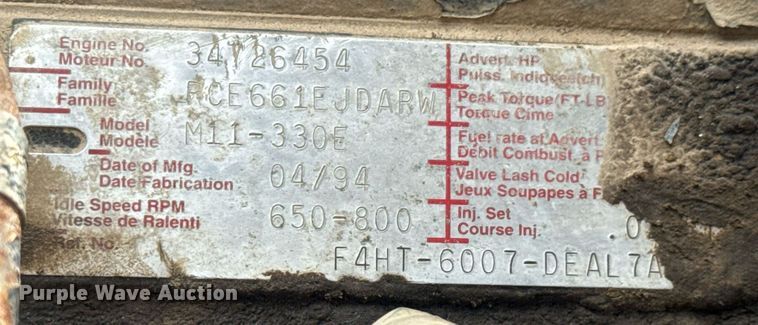 image for item DY0241 1994 Ford L9000 truck cab and chassis