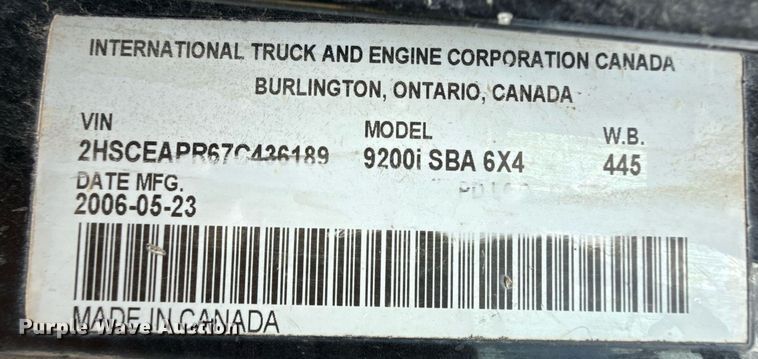 image for item DZ8625 2007 International 9200i semi truck