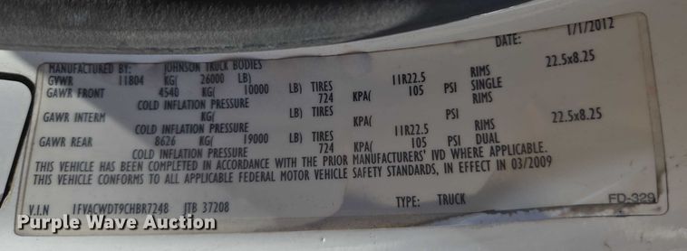 image for item EC1074 2012 Freightliner Business Class M2 truck cab and chassis