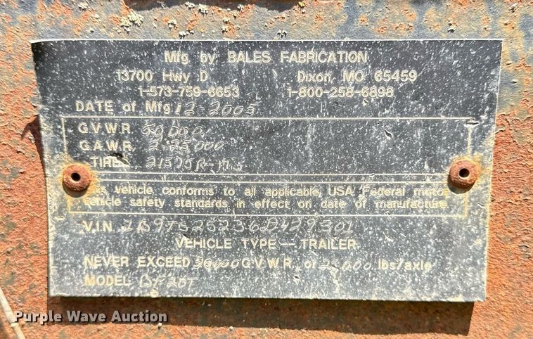 image for item ED4264 2006 Bales equipment trailer