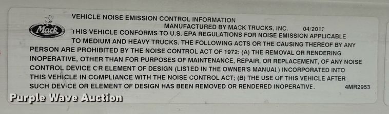 image for item ED5748 2013 Mack GU713 semi truck