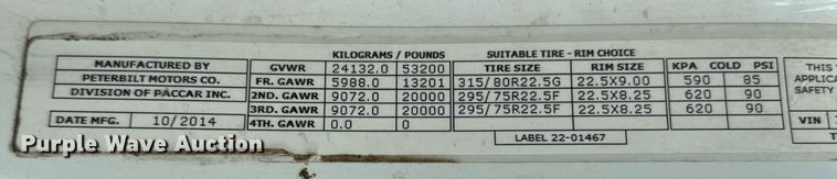 image for item ED5749 2015 Peterbilt 579 semi truck