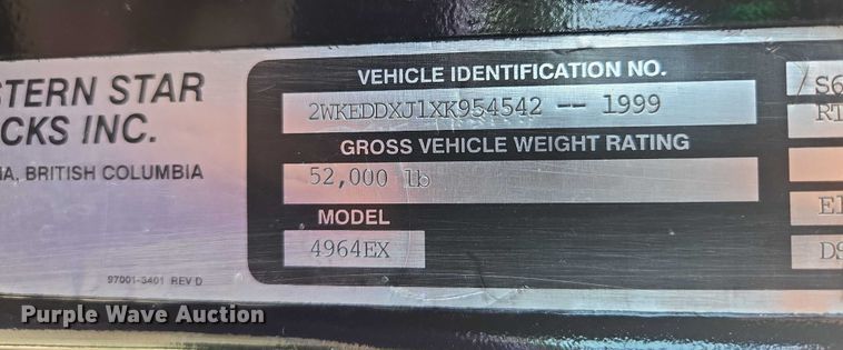 image for item EF1575 1999 Western Star 4964EX dump truck