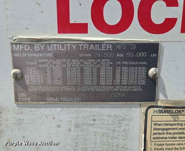 image for item EF1662 2006 Utility Trailer MFG Co. refrigerated van trailer