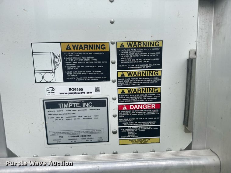 image for item EG6595 2017 Timpte grain trailer