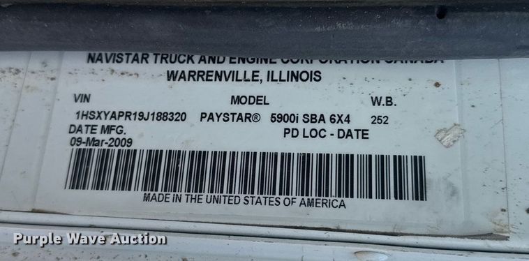 image for item EG6663 2009 International PayStar 5900i semi truck