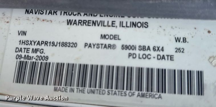 image for item EG6663 2009 International PayStar 5900i semi truck