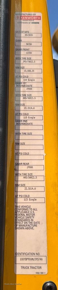 image for item EJ4829 2021 Kenworth T680 semi truck