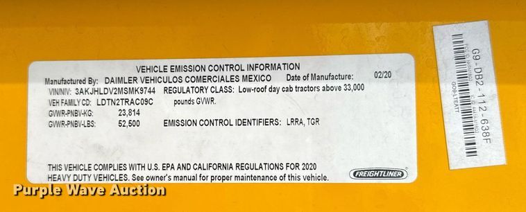 image for item EJ4830 2021 Freightliner Cascadia 126 semi truck