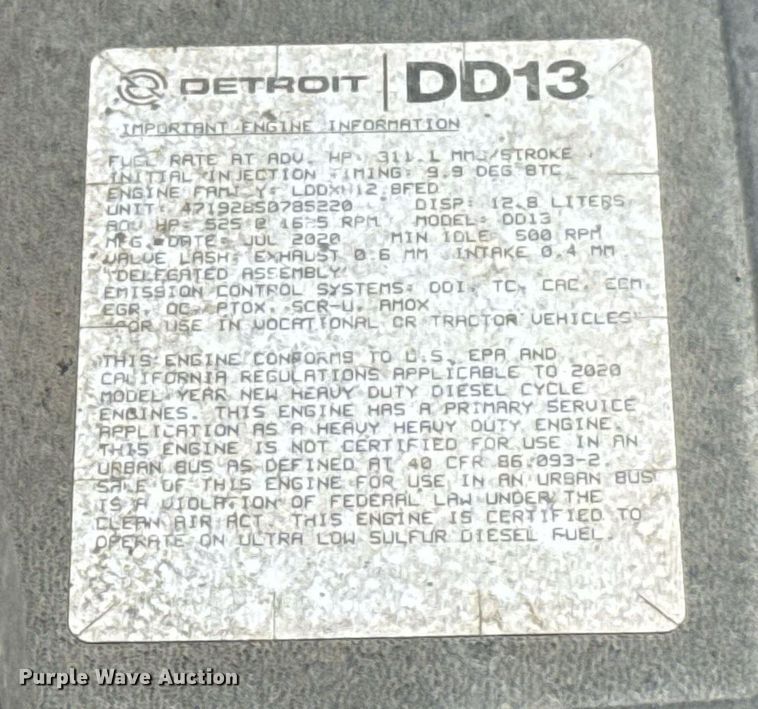 image for item EJ4832 2021 Freightliner Cascadia 126 semi truck