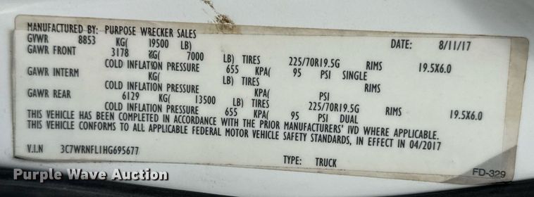 image for item EN4588 2017 Dodge Ram 5500HD Laramie Crew Cab tow truck