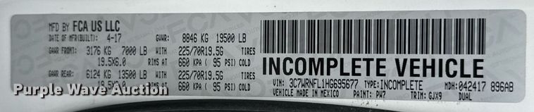 image for item EN4588 2017 Dodge Ram 5500HD Laramie Crew Cab tow truck