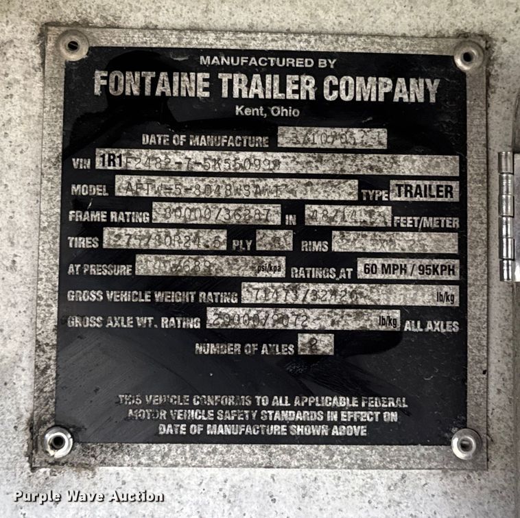 image for item EN4589 2005 Fontaine AFTW-5-8048WSAWI flatbed trailer