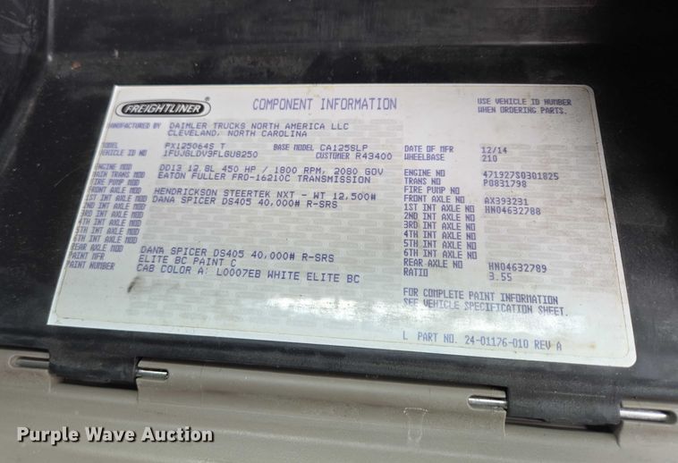 image for item ER5258 2015 Freightliner Cascadia 125 semi truck