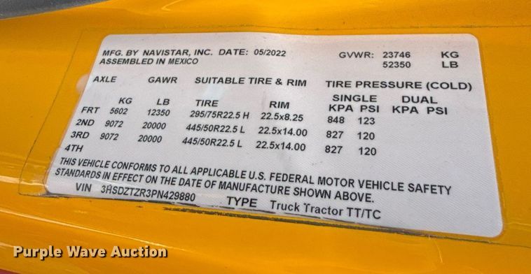 image for item HI9250 2023 International LT625 semi truck