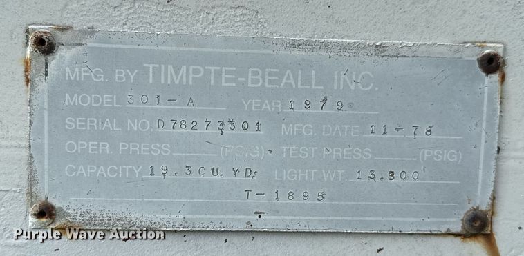 image for item HI9255 1979 Timpte-Beall 301-A bottom dump trailer