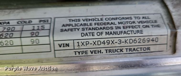 image for item YA0476 2019 Peterbilt 389 semi truck