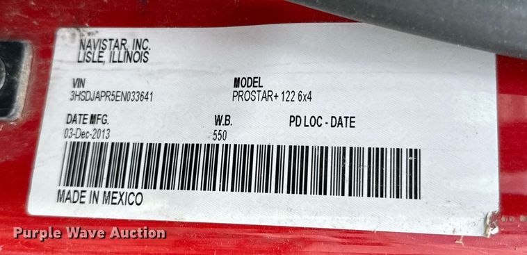 image for item YA0554 2014 International ProStar Plus 122 semi truck