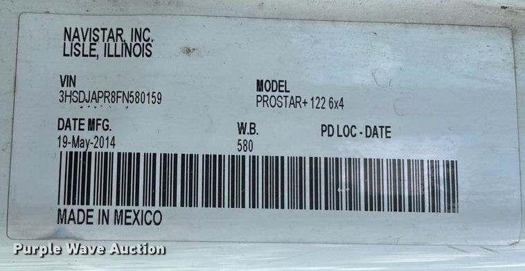 image for item YA0574 2015 International ProStar Plus 122 semi truck