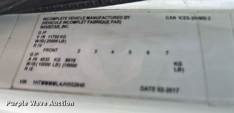 image for item YA0609 2018 International DuraStar 4300 box truck