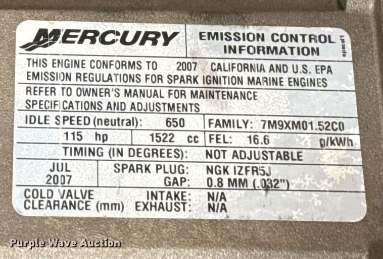 image for item DT6646 2007 Mercury Optimax outboard engine