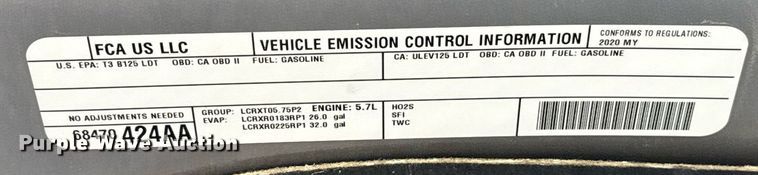 image for item DT6658 2020 Dodge Ram 1500 Classic Quad Cab pickup truck