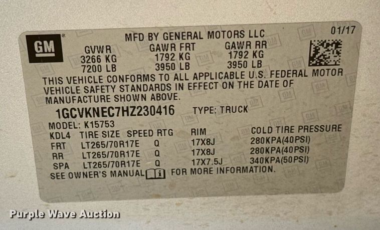 image for item DT6660 2017 Chevrolet Silverado 1500 Double Cab pickup truck