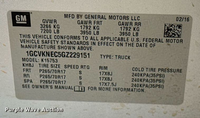 image for item DT6661 2016 Chevrolet Silverado 1500 Double Cab pickup truck