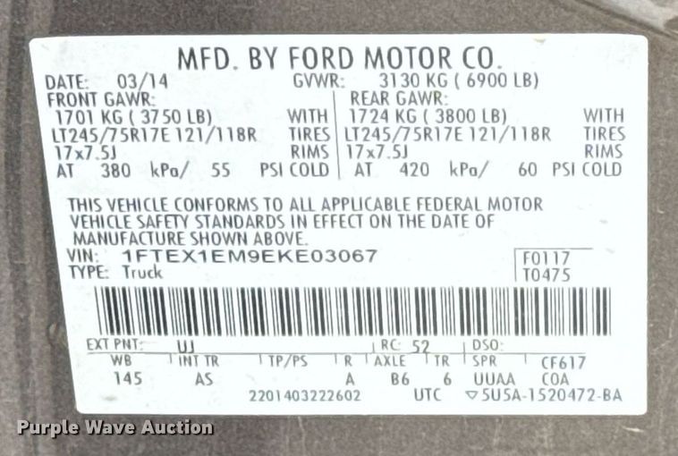 image for item ER4698 2014 Ford F150 SuperCab pickup truck