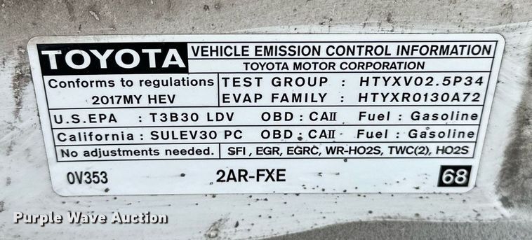 image for item DF8571 2017 Toyota Camry LE  