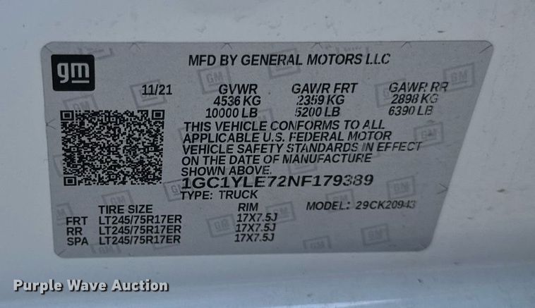 image for item DI9146 2022 Chevrolet Silverado 2500HD Crew Cab pickup truck