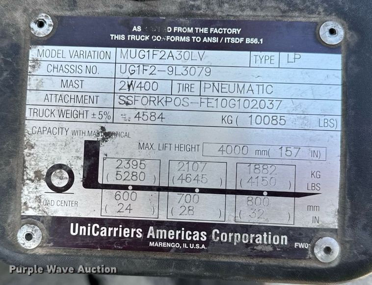 image for item DI9198 2013 Nissan PL60LP forklift