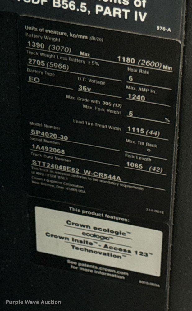 image for item DI9291 2017 Crown SP4020-30 order picker