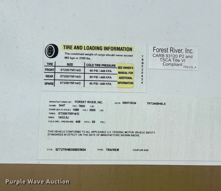 image for item DM1937 2025 Forest River Prime Time Tracer LE Ultra-Lite TRT240BHSLE camper