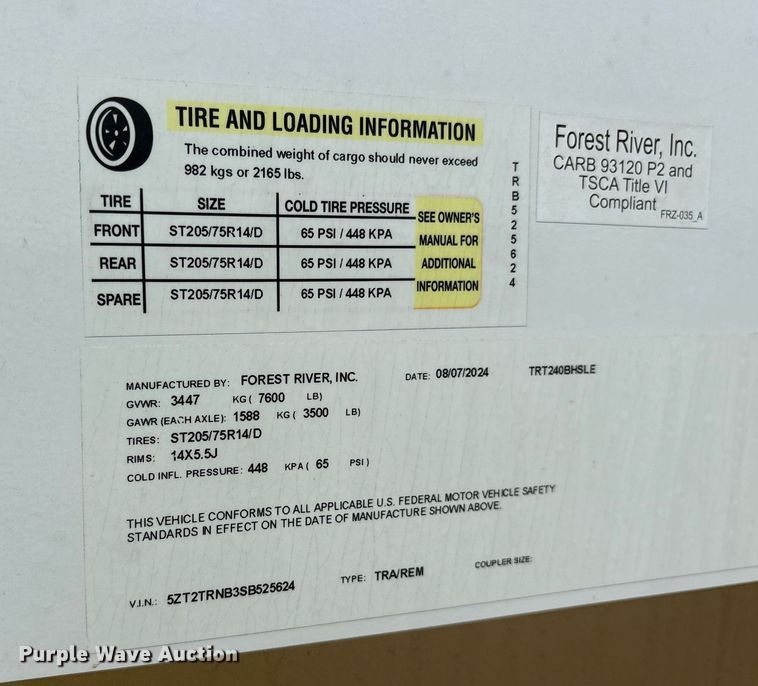 image for item DM1937 2025 Forest River Prime Time Tracer LE Ultra-Lite TRT240BHSLE camper