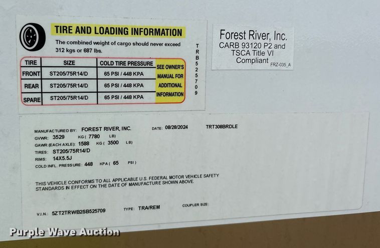 image for item DM1938 2025 Forest River Prime Time Tracer Ultra-Lite TRT308BRDLE camper