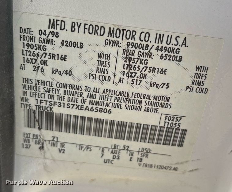 image for item DM1944 1999 Ford F350 Super Duty brush fire truck