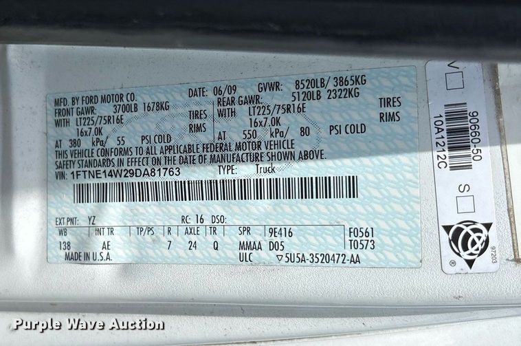 image for item DM1946 2009 Ford E150 utility van