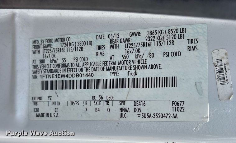 image for item DM1947 2013 Ford E150 utility van