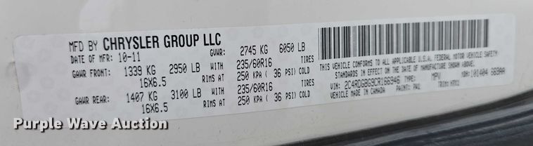 image for item DR3785 2012 Dodge Grand Caravan handicap accessible van