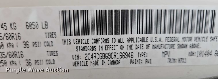 image for item DR3785 2012 Dodge Grand Caravan handicap accessible van