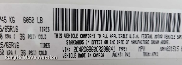 image for item DR3786 2012 Dodge Grand Caravan handicap accessible van