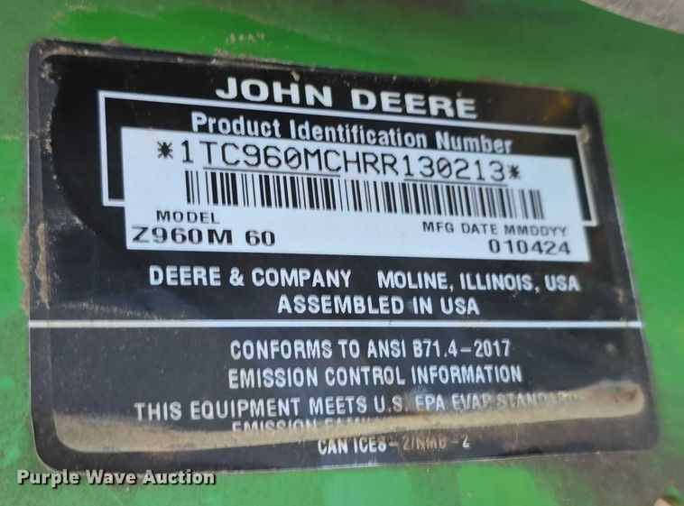 image for item DR3823 2024 John Deere Z960M ZTrak ZTR lawn mower