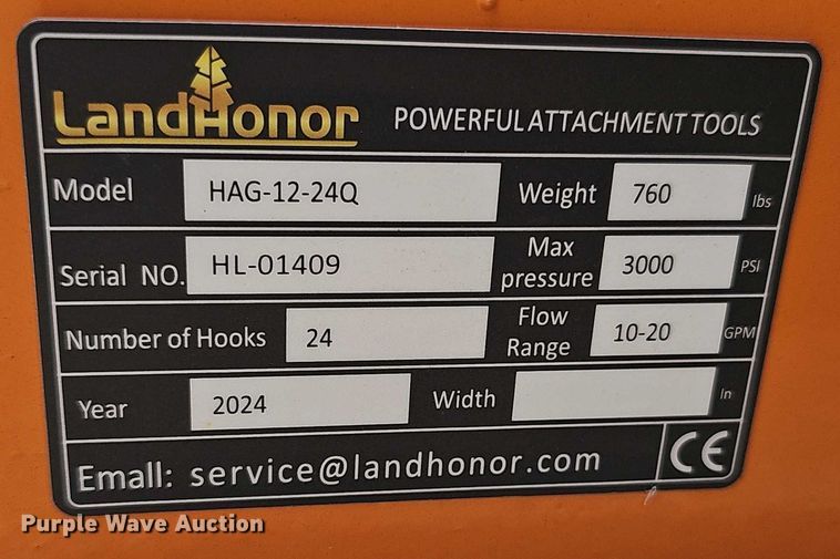 image for item DR3926 2024 LandHonor HAG-112-24Q skid steer bale accumulator grapple