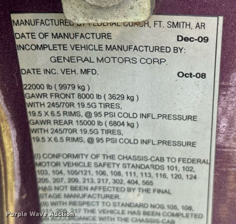 image for item DU9213 2009 GMC C5V042 shuttle bus