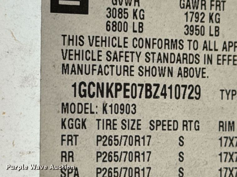 image for item DU9225 2011 Chevrolet Silverado 1500 pickup truck